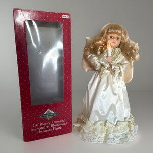 Vintage Trimmings Animated Angel Figurine With Candle Light 18” 1990s Works Box